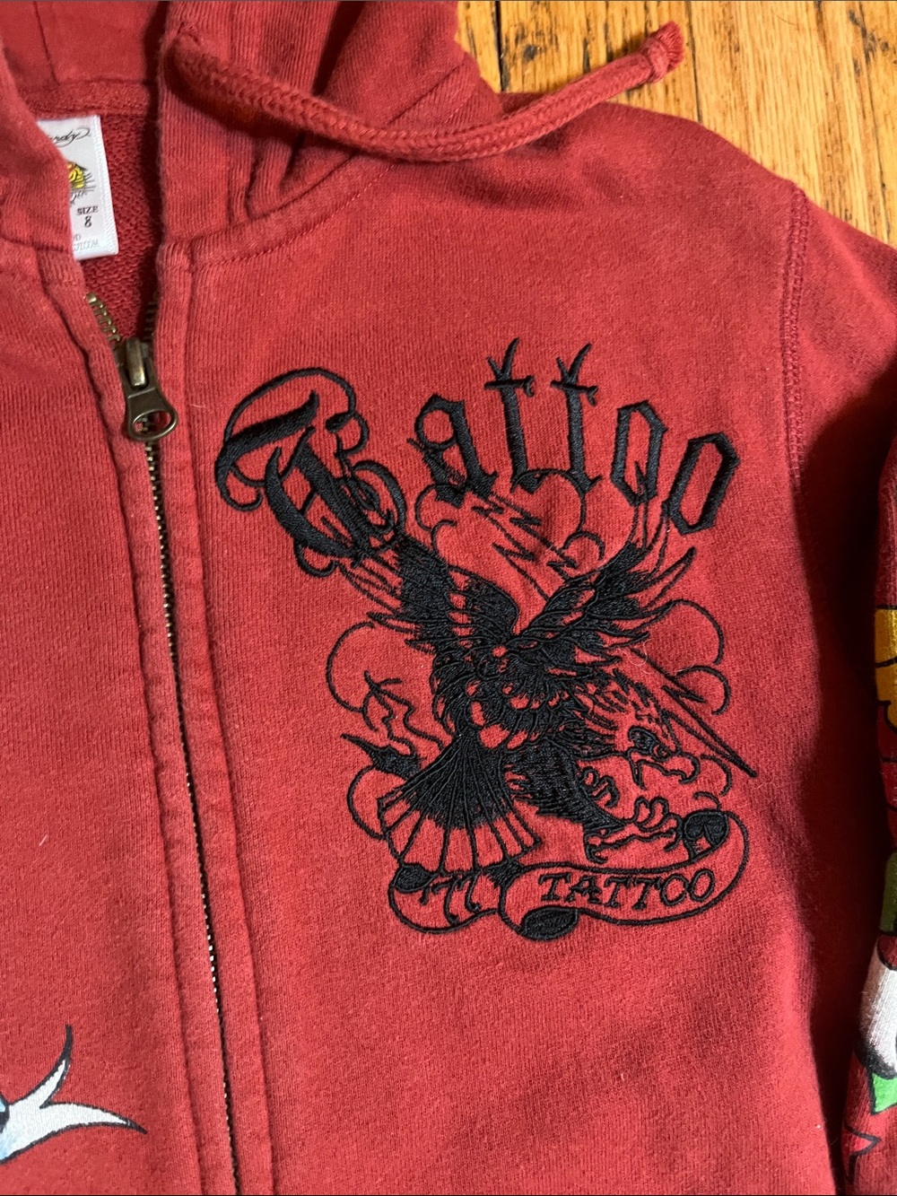 Ed Hardy Tatoo Kids sz 8 Zip Hoodie - Picture 3 of 9
